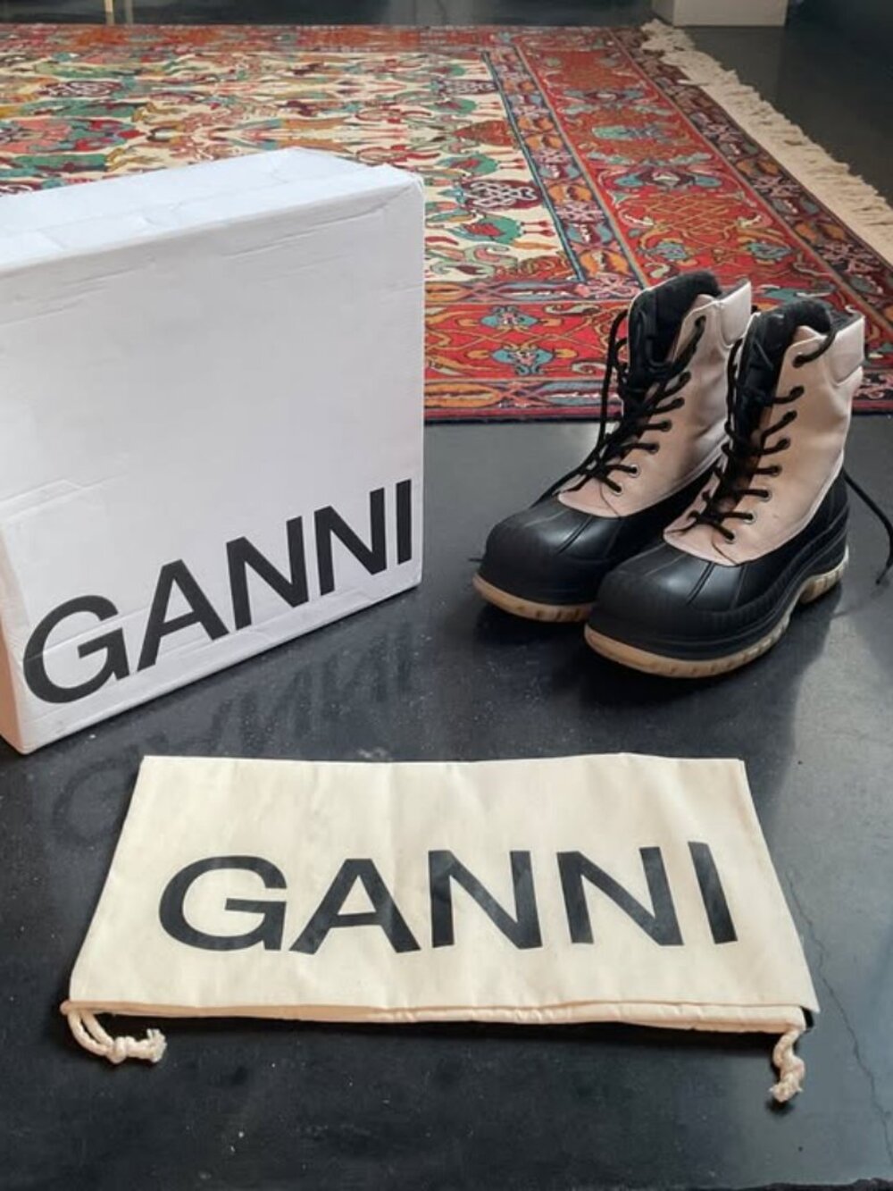 Ganni Outdoor Lace Up Boot - Sand - 37